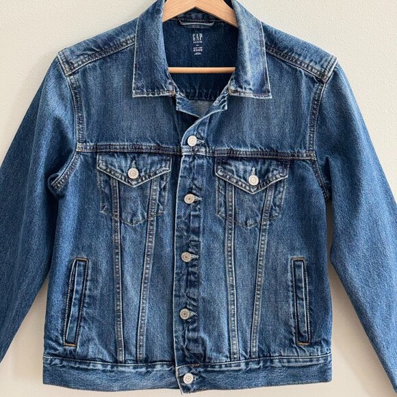 GAP Girls Classic Cotton Icon Denim Jacket, Medium Wash, Size XXL - Picture 2 of 9